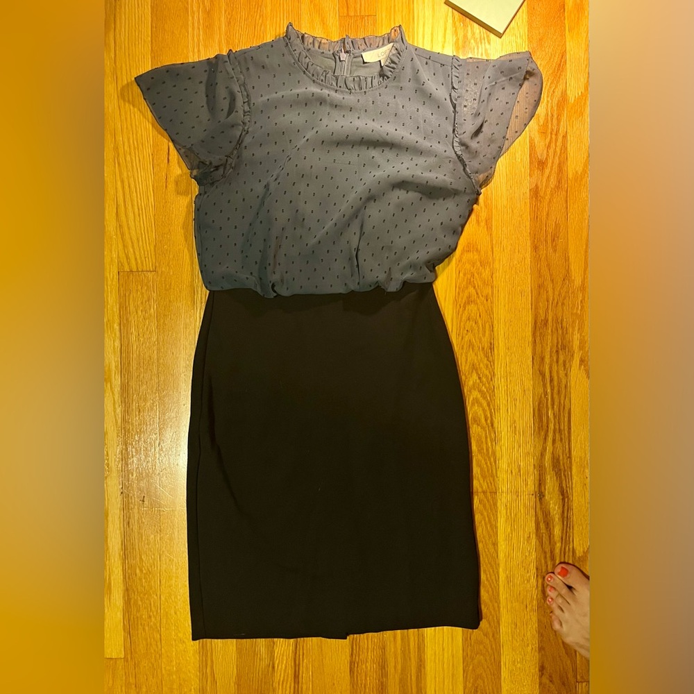 LOFT Black Midi Pencil Dress for Work